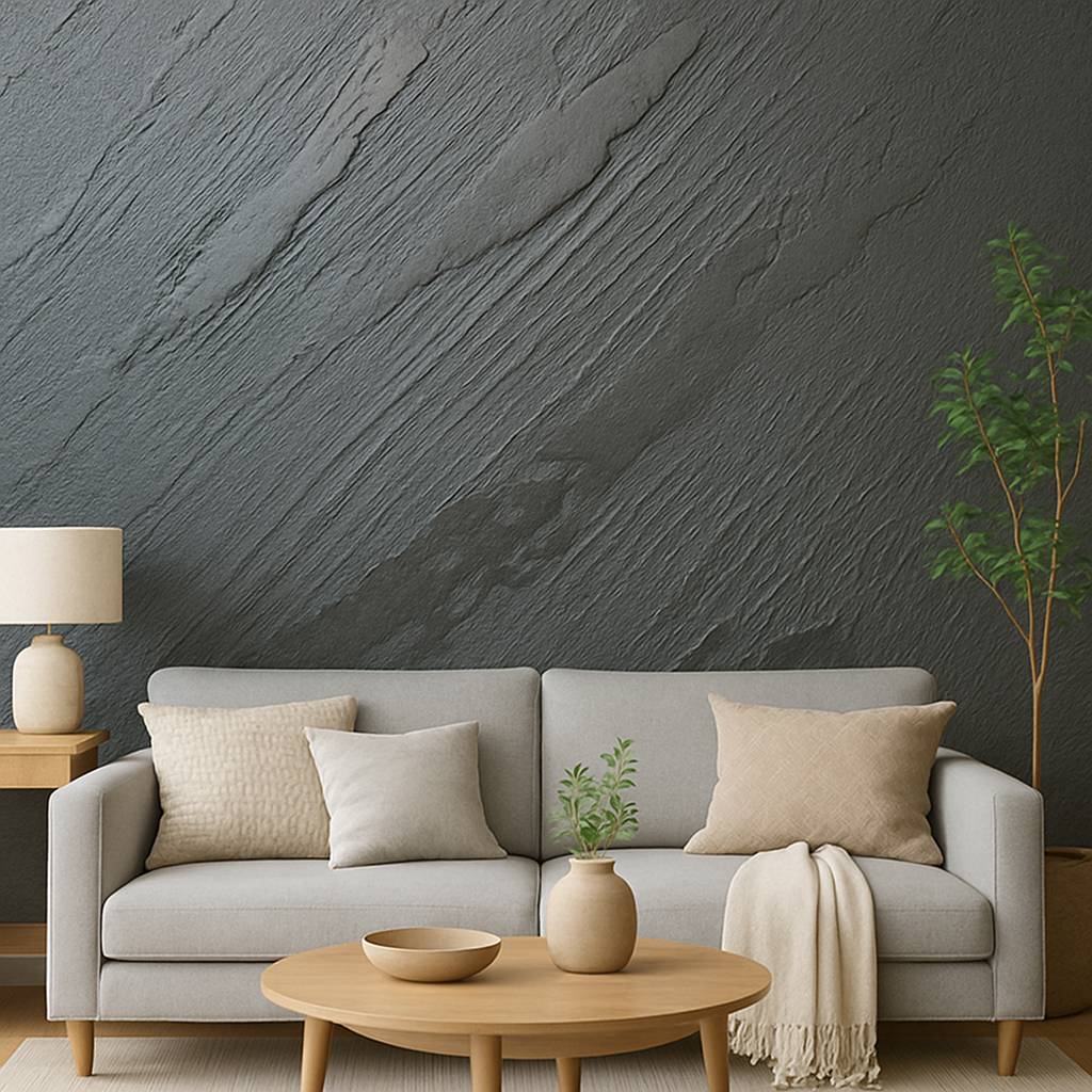 Venetian plaster dragged effect feature wall