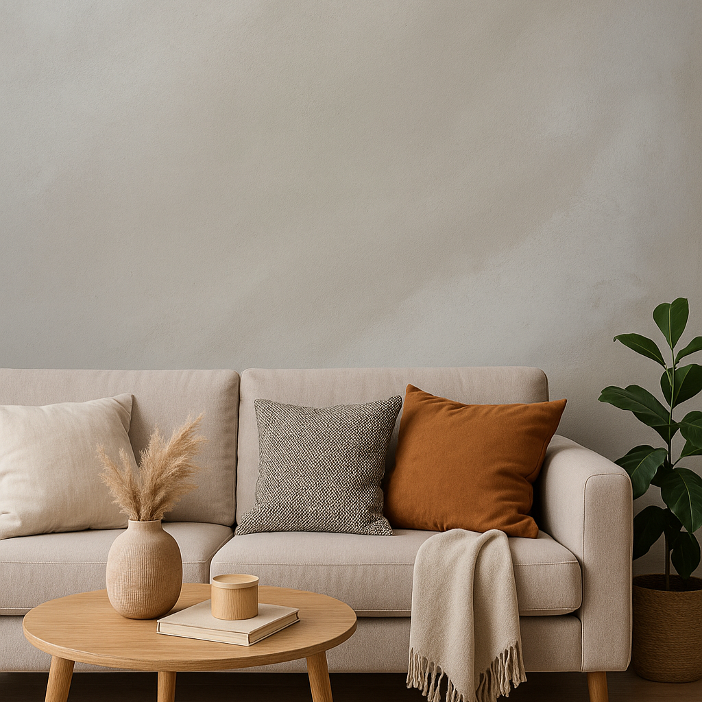 feature wall with Venetian plaster in a living room