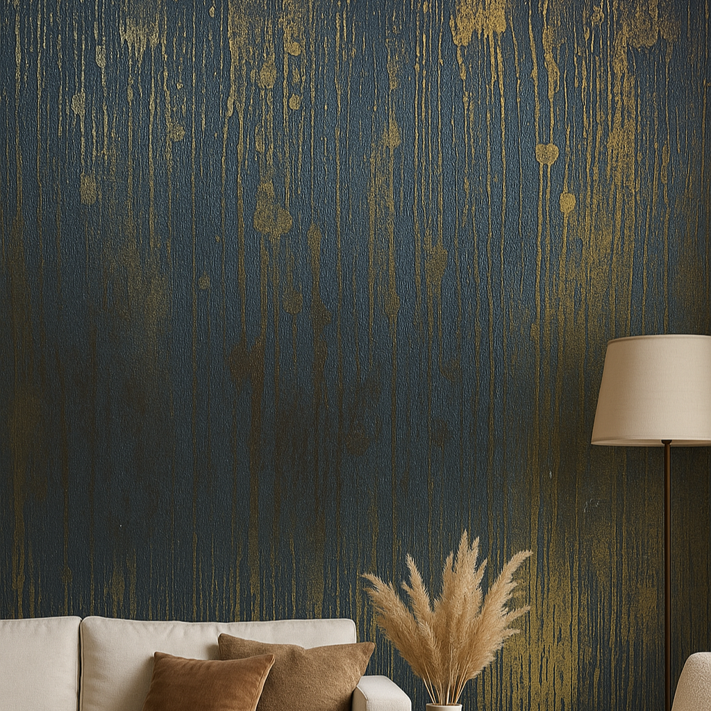 textured marmorino with metallic gold foil